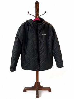 Columbia Women’s 3X Black Quilted Hooded Fleece-Lined Insulated Jacket Coat